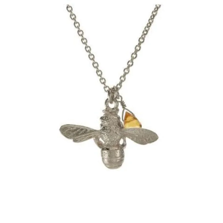 women butterfly necklaces -Citrine Briolette & Sterling Silver Necklace - "Honey Bee"