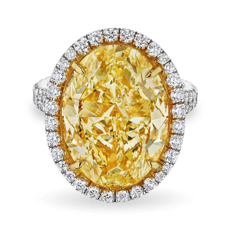 women anniversary rings -Oval Fancy Light Yellow Diamond, 11 CT