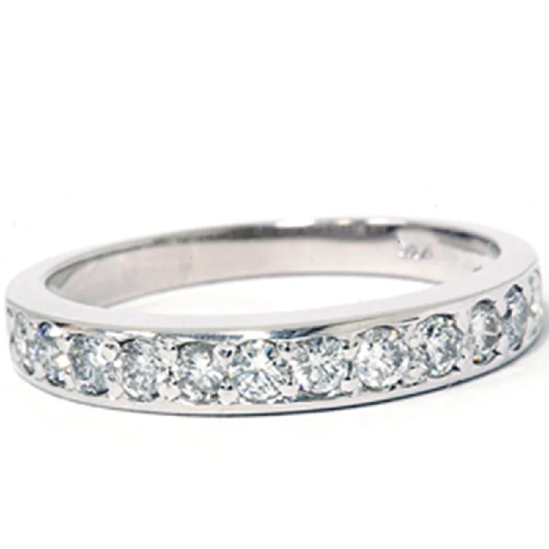 women unique wedding engagement rings -3/8ct Pave Diamond Ring 14K White Gold