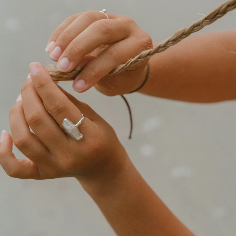 women ruby rings -Biwa Pearl Ring (Handmade)