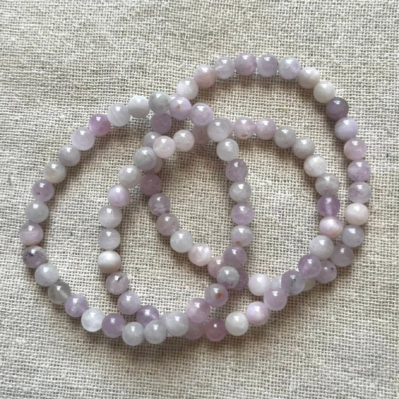 women minimalist bracelets -Kunzite 6mm Beaded Bracelet - Emotional Healing