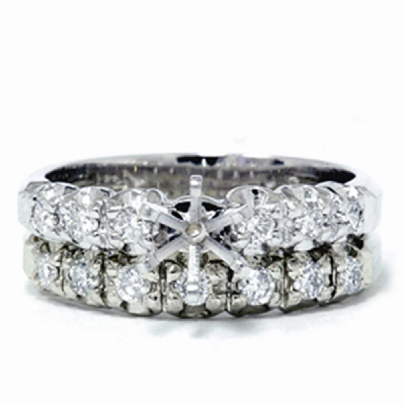 women floral engagement rings -1/2ct Diamond Semi Mount Engagement Wedding Ring Set