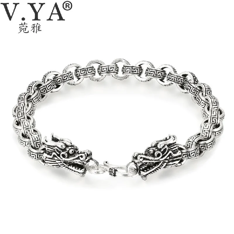 women luxury bracelets -V.YA Punk Men Jewelry Thai Silver Bracelets for Men Infinity Pattern Bracelet