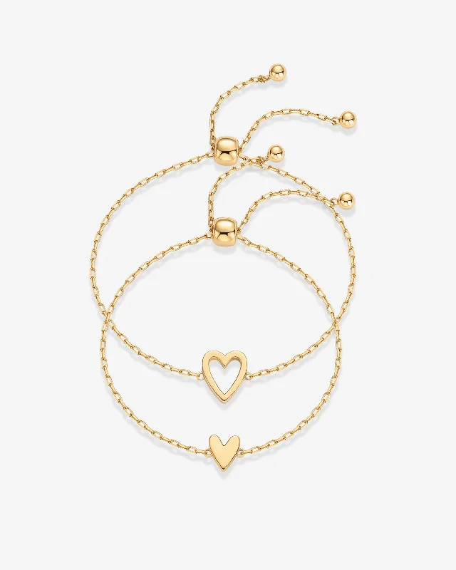 women cuff bangles -Heart Duo Charm Solitaire Bracelet