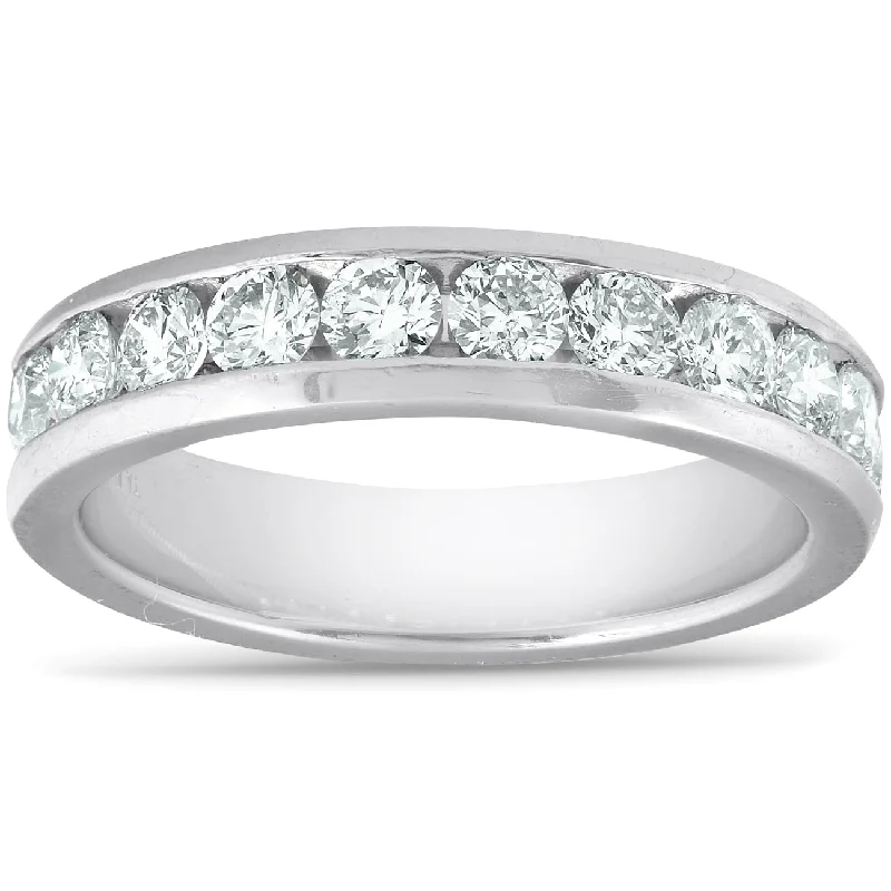 women engagement rings with matching bands -1ct Lab Grown Diamond Wedding Ring Platinum Channel Set Eco Friendly