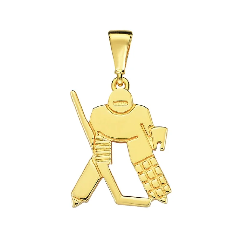 women diamond necklaces -14k Yellow Gold Mini Hockey Goalie Charm Pendant