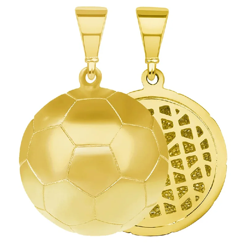 women ruby necklaces -14k Yellow Gold Soccer Ball Charm Football Sports Pendant