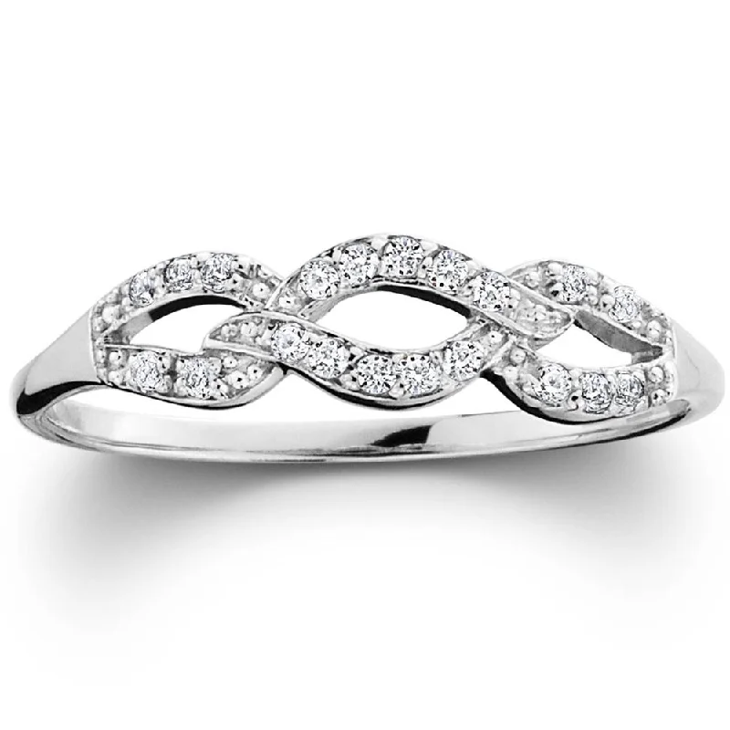 women oval diamond engagement rings -1/10ct Petite Diamond Infinity Ring 10K White Gold