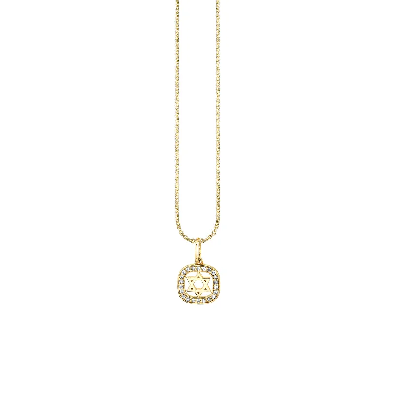 women wedding day necklaces -Gold & Diamond Star Of David Open Icon Necklace