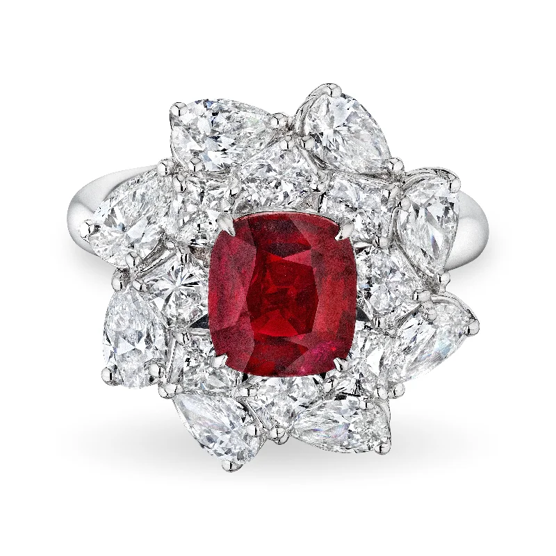 women men’s engagement rings -Cushion Cut Ruby Cocktail Ring, 2 CT