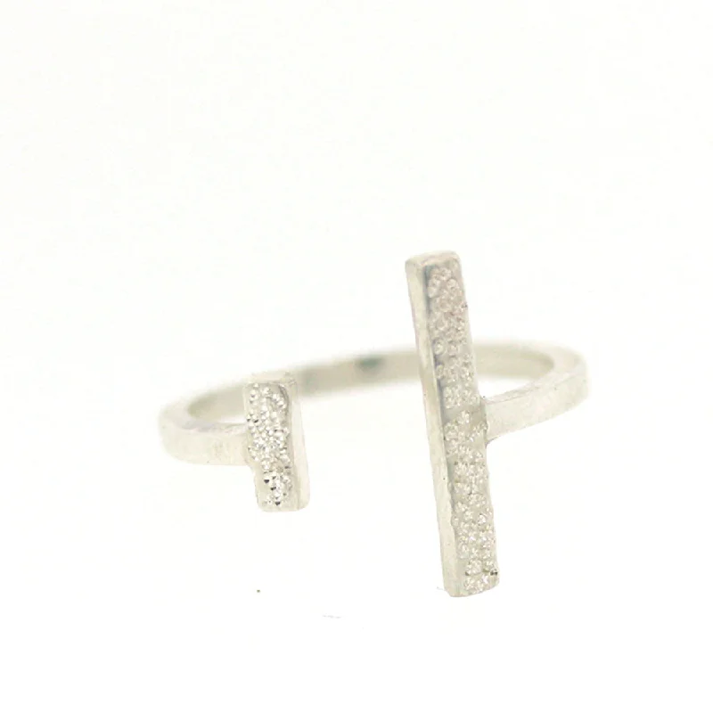 women stackable gemstone rings -DIAMOND DUSTED DOUBLE ADJUSTABLE RING