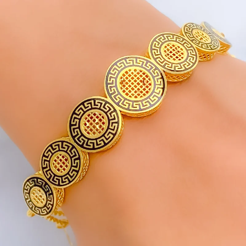 women oversized bangles -Graduating Buttoned 21K Gold Flexi Bangle Bracelet