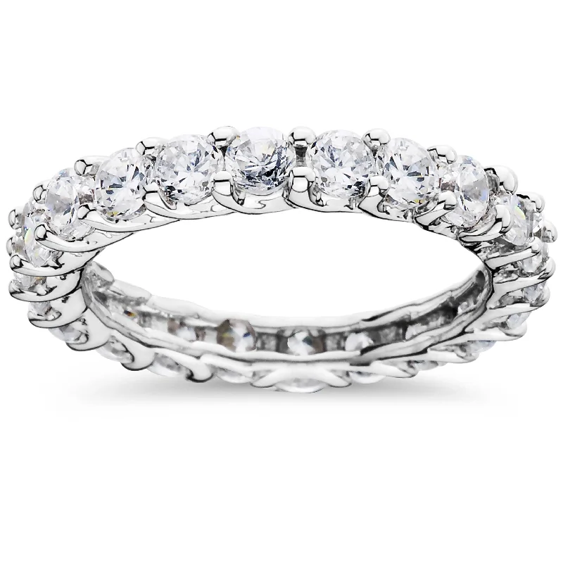 women engagement rings -3 1/2CT Diamond Eternity Ring 14K White Gold