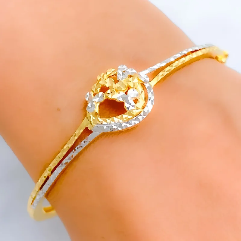 women men’s bracelets -Elegant Floral 22k Gold Bangle Bracelet