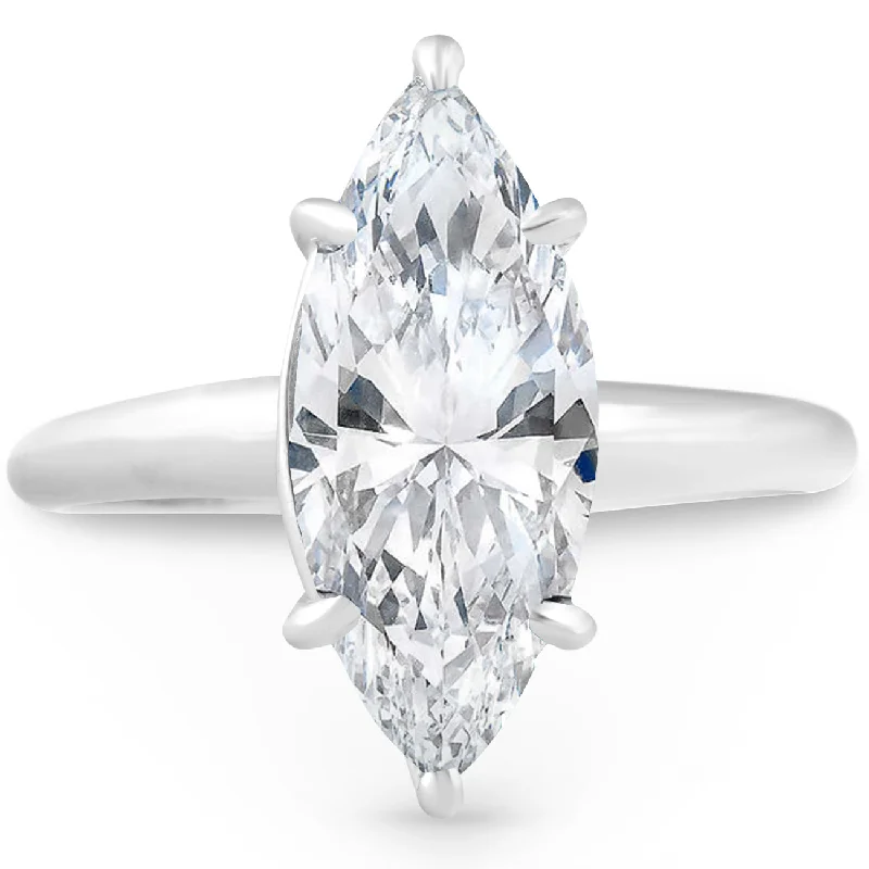 women luxury diamond engagement rings -Certified 3Ct Marquise Diamond Solitaire Engagement Ring White Gold Lab Grown