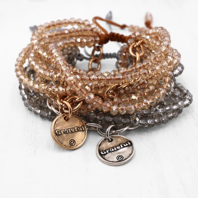 women thin bangles -GRATEFUL | Multi-strand Bracelet with Chain