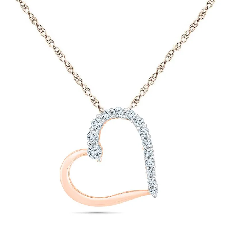 women silver chain necklaces -Diamond Accented Tilted Heart Necklace