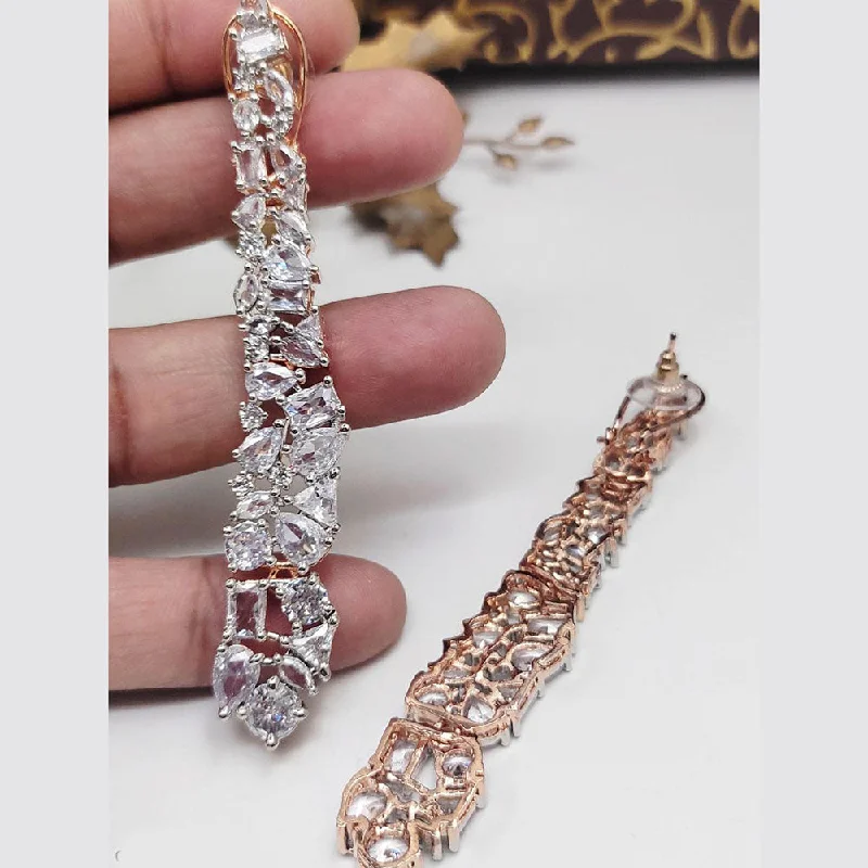 women dangle earrings -Aamrapali Rose Gold Plated American Diamonds Dangler Earrings