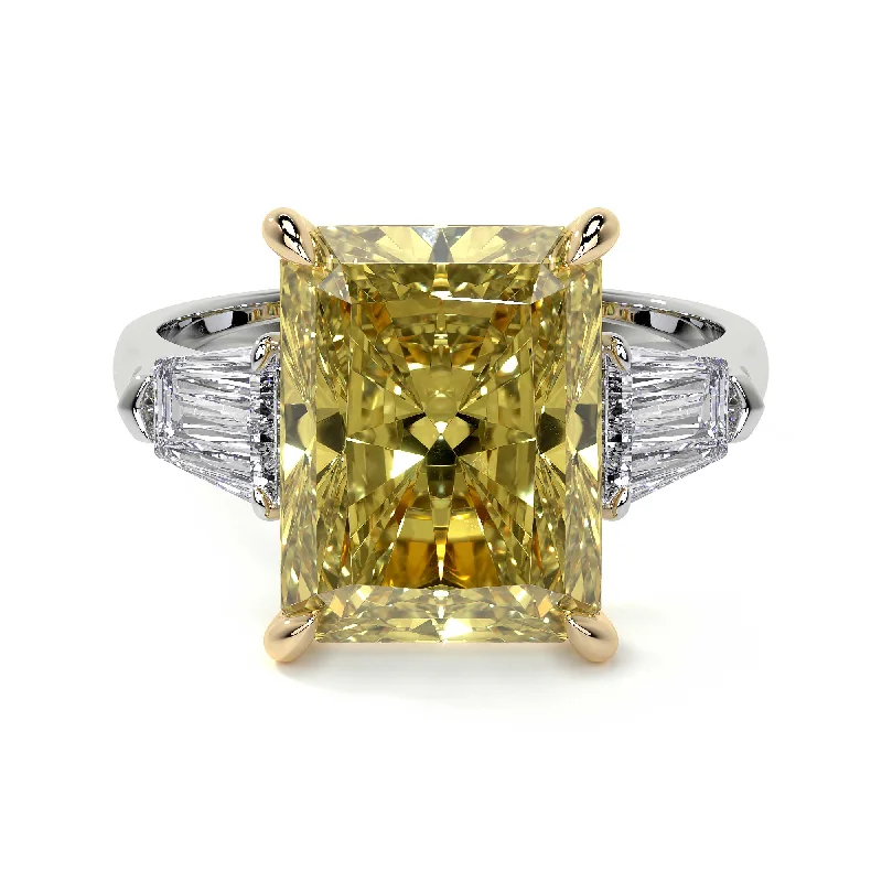 women ruby rings -Fancy Vivid Yellow Emerald Cut Diamond Ring