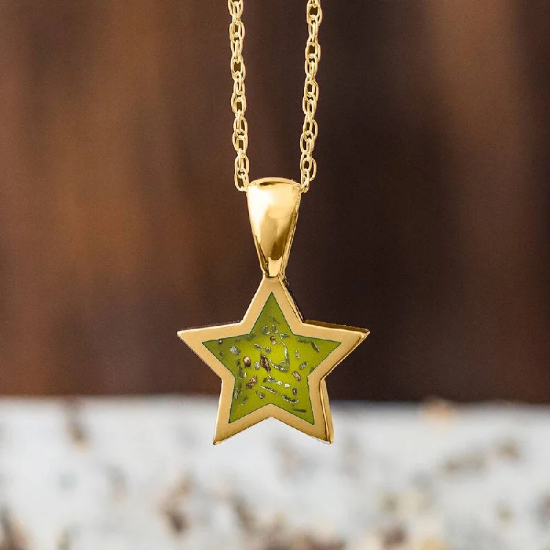 women round pendant necklaces -Yellow Gold Star Pendant Necklace With Yellow Stardust™