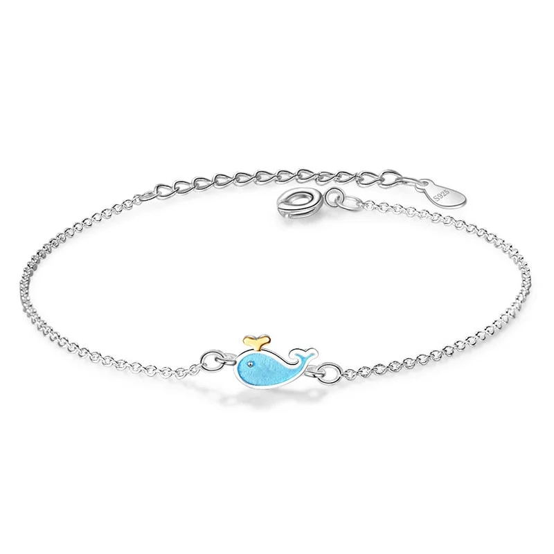 women chain bangles -Cute Small infiniti Charm Dolphin Bracelet