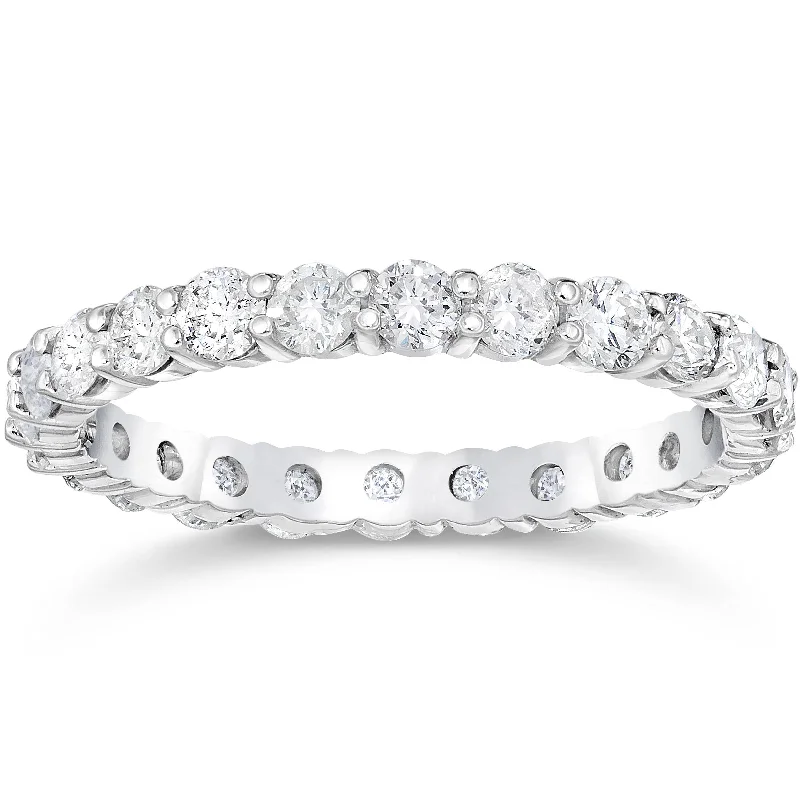 women modern luxury engagement rings -Platinum 1 3/4ct Prong Diamond Eternity Ring Womens Wedding Band