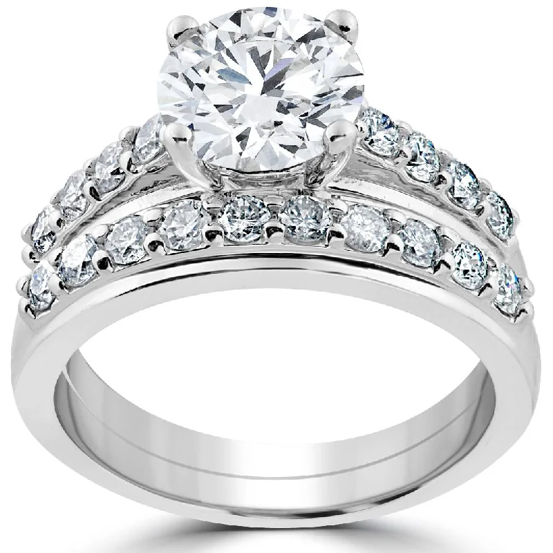 women solitaire engagement rings -3ct Diamond Engagement Wedding Ring Set 14K White Gold