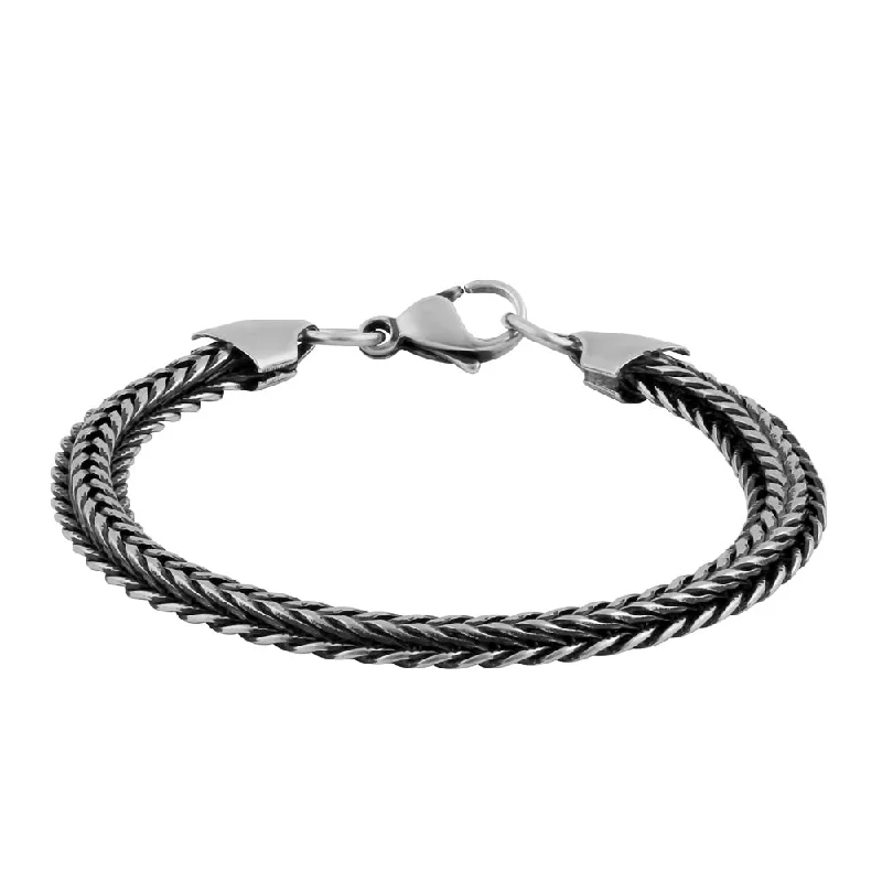 women minimalist bracelets -Stainless Steel Thin Antique Finish Bracelet