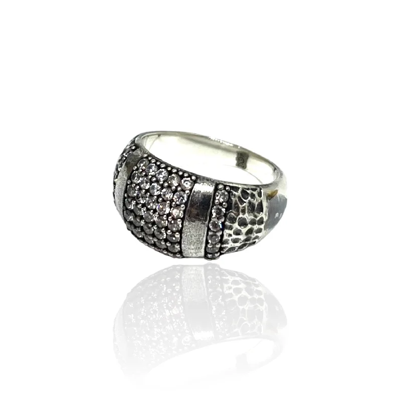 women sapphire rings for women -VINTAGE SILVER PAVE COCKTAIL RING