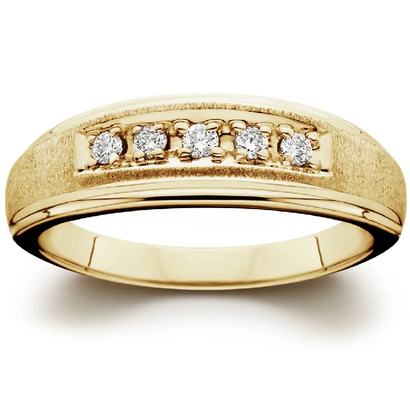 women oval engagement rings -Ladies 14K Yellow Gold 1/6ct Diamond Wedding Ring