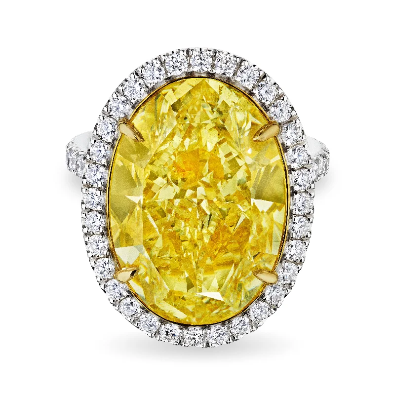 women minimalist rings -Oval Fancy Yellow Diamond Ring