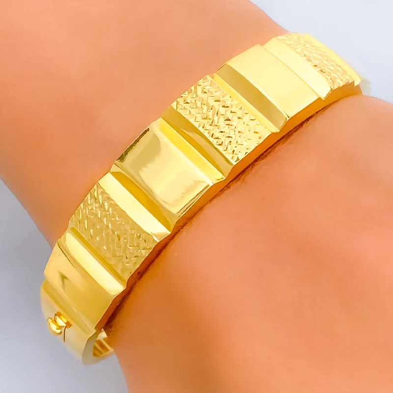 women luxury bracelets -Bold Ethereal 21k Gold Bangle Bracelet