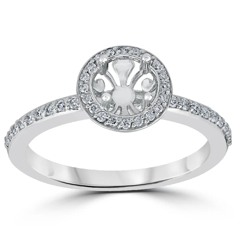 women affordable engagement rings -1/3ct Diamond Engagement Ring Semi Mount 14K White Gold