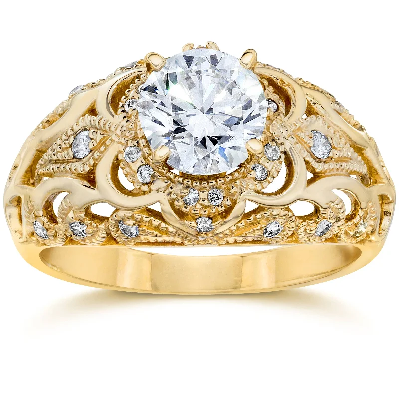 women antique-style engagement rings -Emery .75Ct Vintage Diamond Antique Engagement 14K Yellow Gold