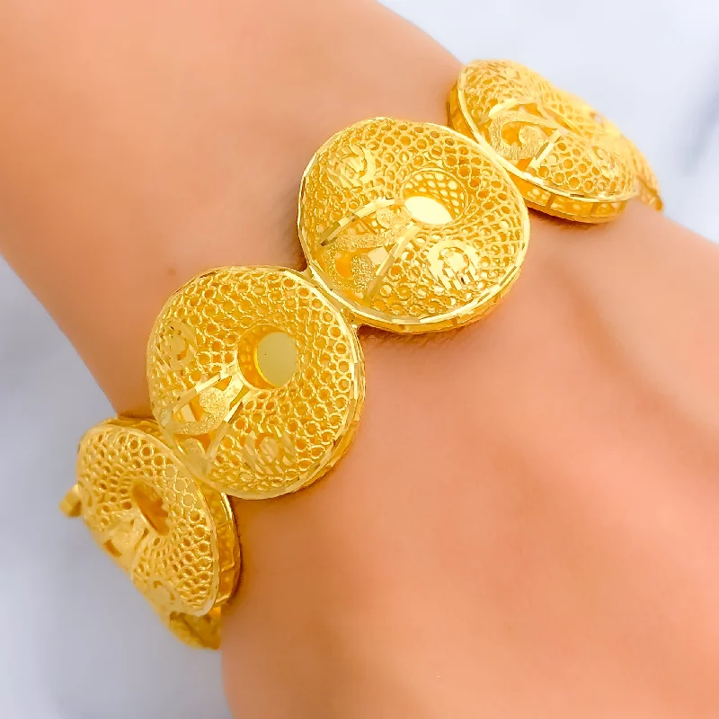 women adjustable bangles -Embellished Flawless 21k Gold Bangle Bracelet