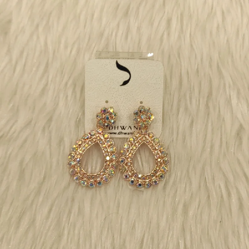 women gold stud earrings -Dhwani Gold Plated Austrian Stone Dangler Earrings