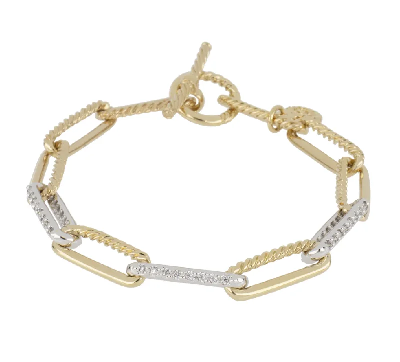 women oval bracelets -Diamante Corrente Toggle Links Bracelet with Pavé