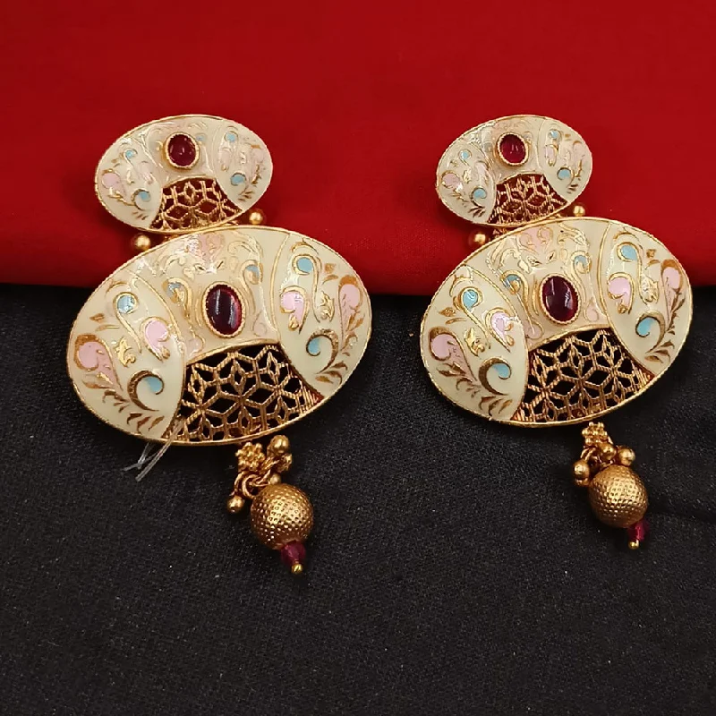 women teardrop earrings -Padmawati Bangles Gold Plated Kundan Stone And Meenakari Dangler Earrings