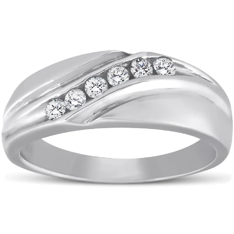 women diamond solitaire engagement rings -Platinum Diamond 1/4 Ct High Polished Mens Ring Wedding Band