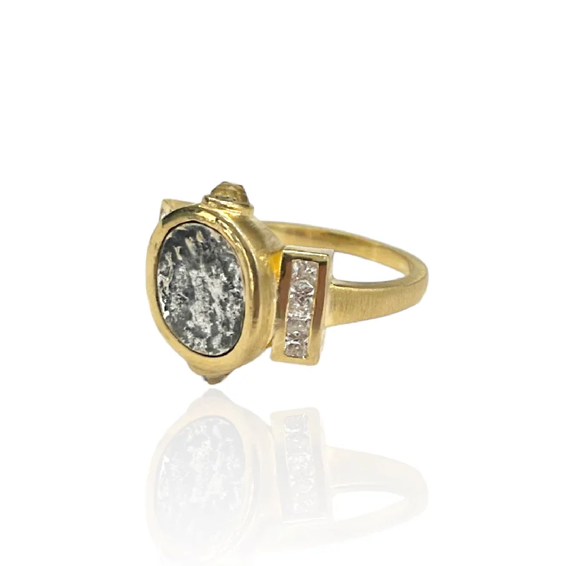 women stackable rings -GOLD LEON COIN RING