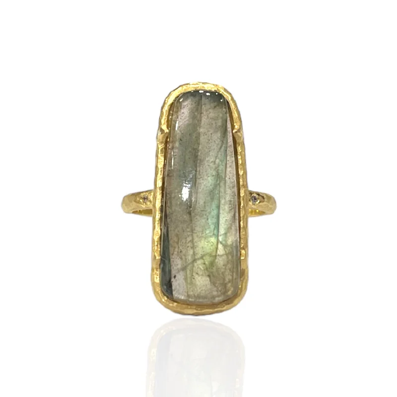 women promise rings -GOLD LABRADORITE BORA RING