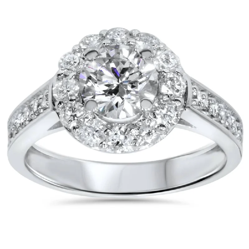 women one-of-a-kind engagement rings -2ct Diamond Halo Engagement Ring Setting 14K White Gold