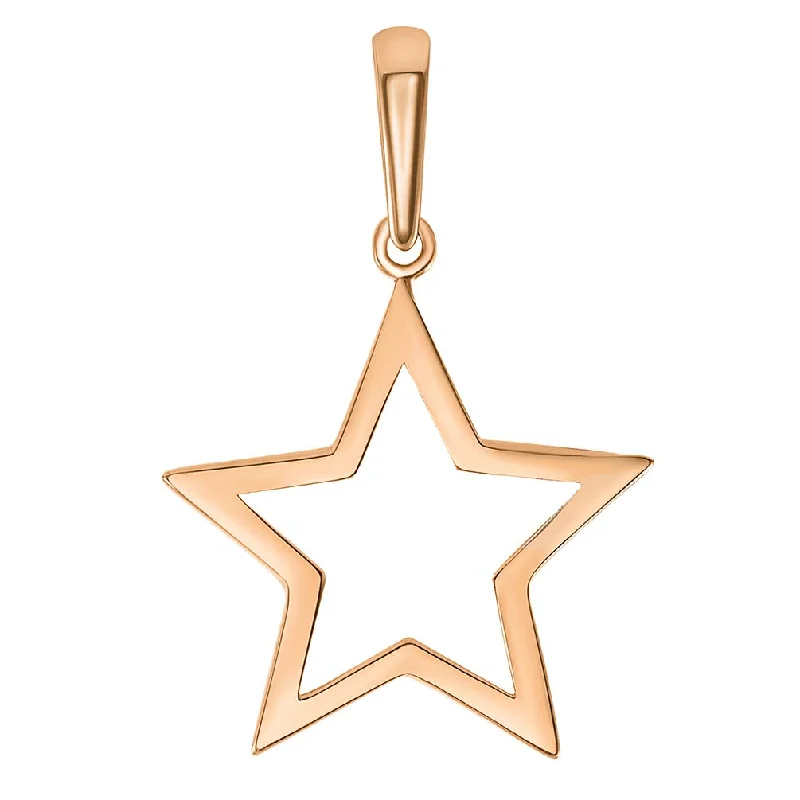 women long pendant necklaces -14k Rose Gold Simple Open Star Charm Pendant