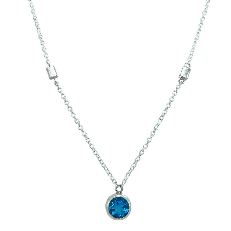 women geometric necklaces -Sterling Silver and Blue Topaz Necklace