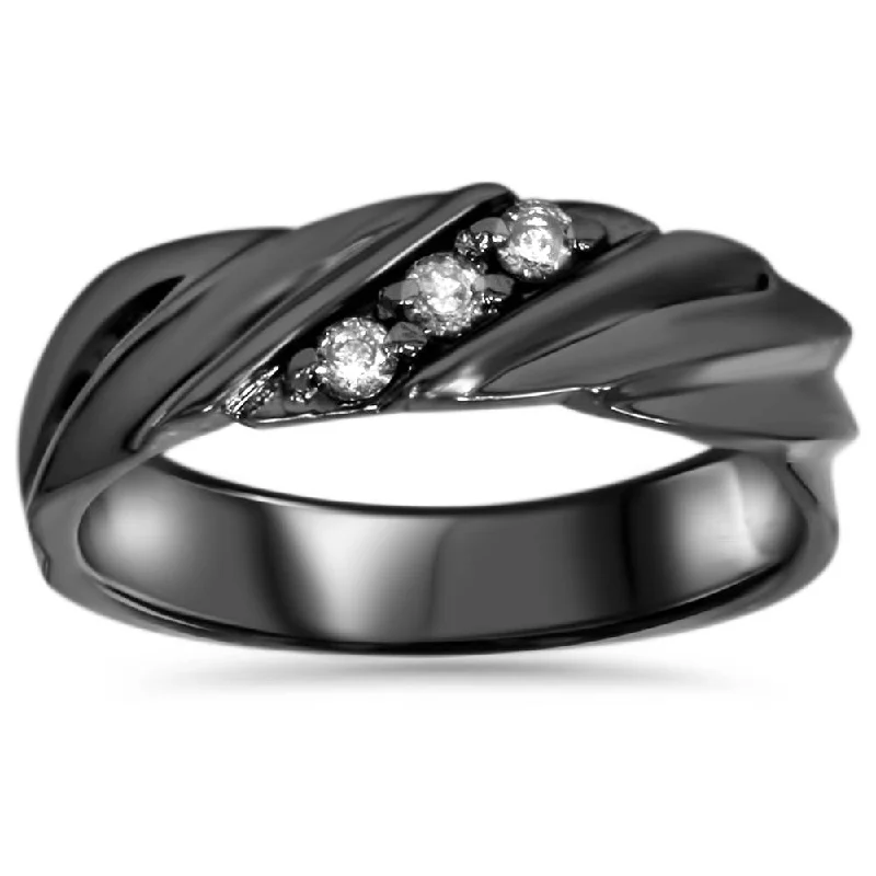 women vintage engagement rings -Diamond Ring 14K Black Gold