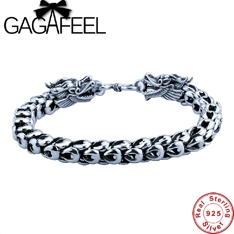 women colorful bracelets -GAGAFEEL Bracelet For Men Sterling-Silver-Jewelry Real 925 Thai Silver Cool Dragon