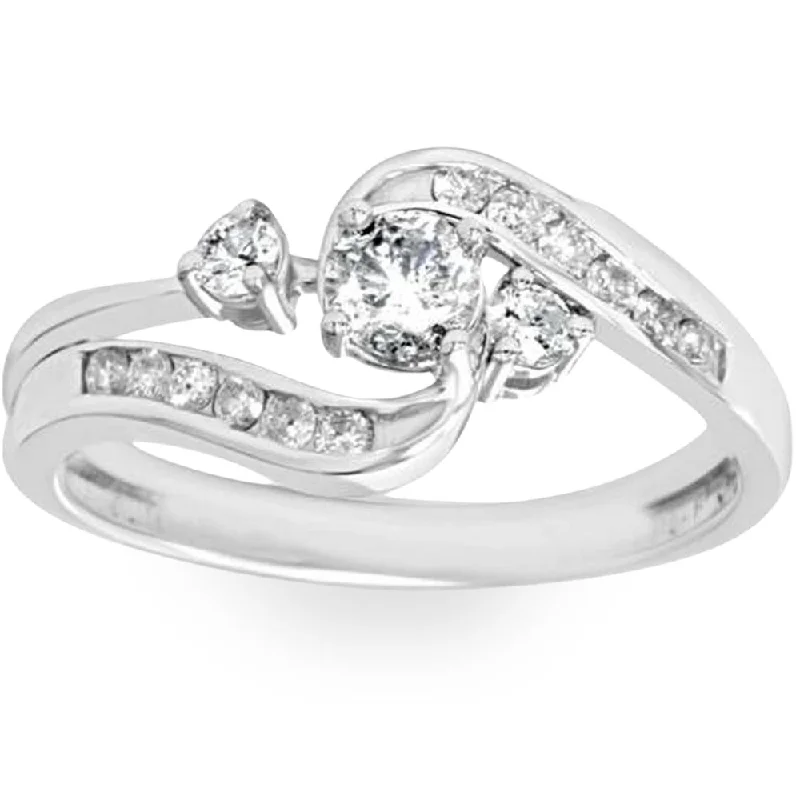 women alternative engagement rings -1/2ct Twist Diamond Engagement Wedding Ring Set 14K White Gold