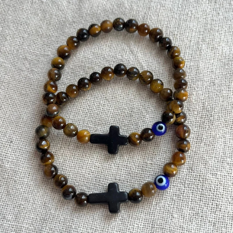 women wedding bracelets -Mati Evil Eye Bracelet - Tiger Eye