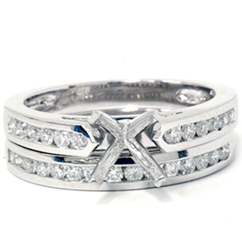 women princess diamond engagement rings -1/2ct Cathedral Diamond Channel Set Rings 14K White Gold