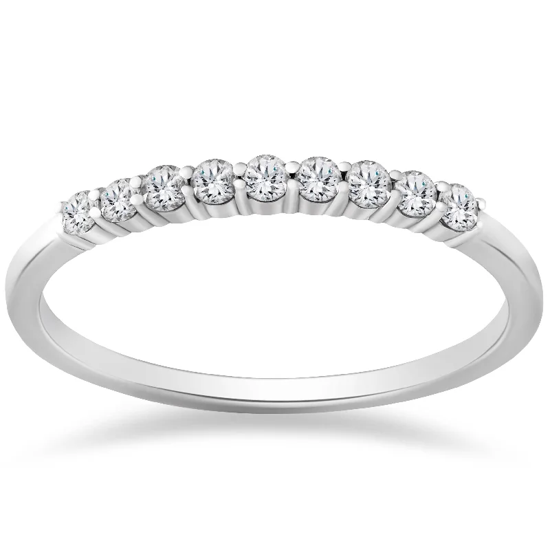 women engagement rings -Platinum 1/4ct Stackable Round Diamond Wedding Ring